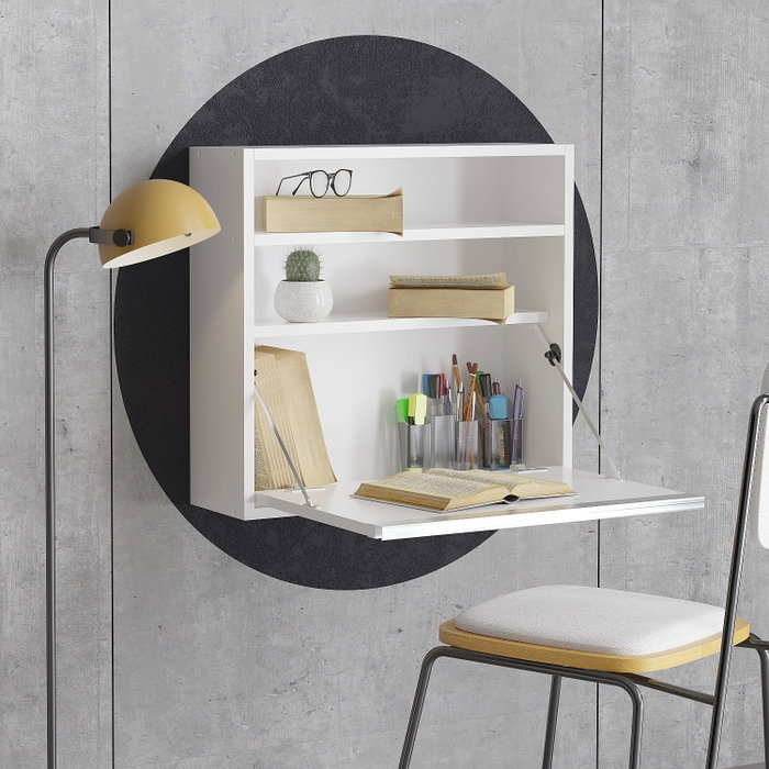 Hanah Home Mesa de estudio 64x60x20 cm Blanco 18mm Tablero de partículas Recubierto de Melamina